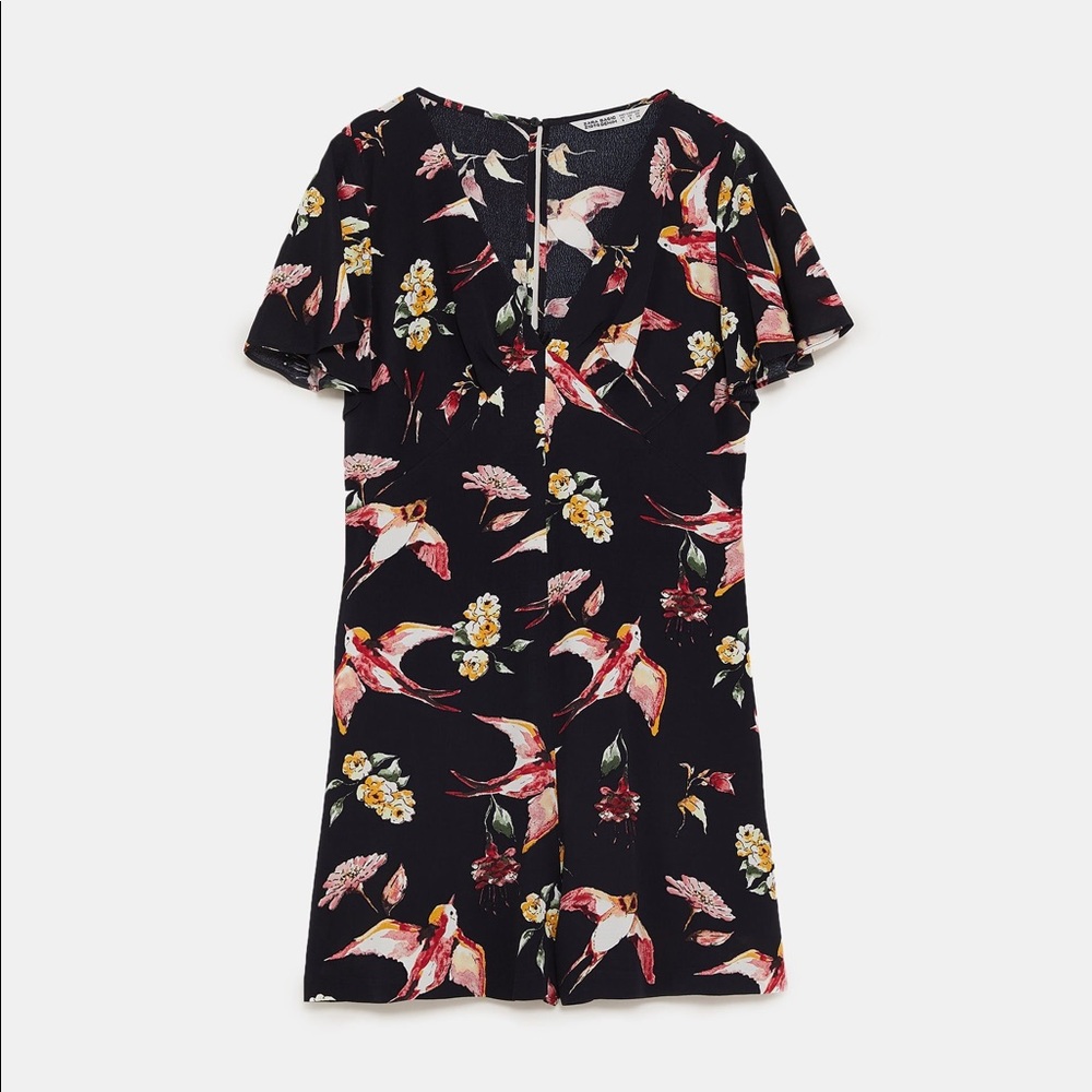 Zara bird print jumpsuit